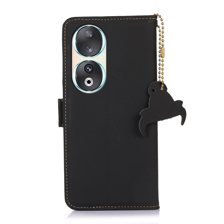 For Honor 90 5G Genuine Leather Magnetic RFID Leather Phone Case(Black) - Honor Cases by PMC TechLife | Online Shopping South Africa | PMC TechLife | Buy Now Pay Later Mobicred