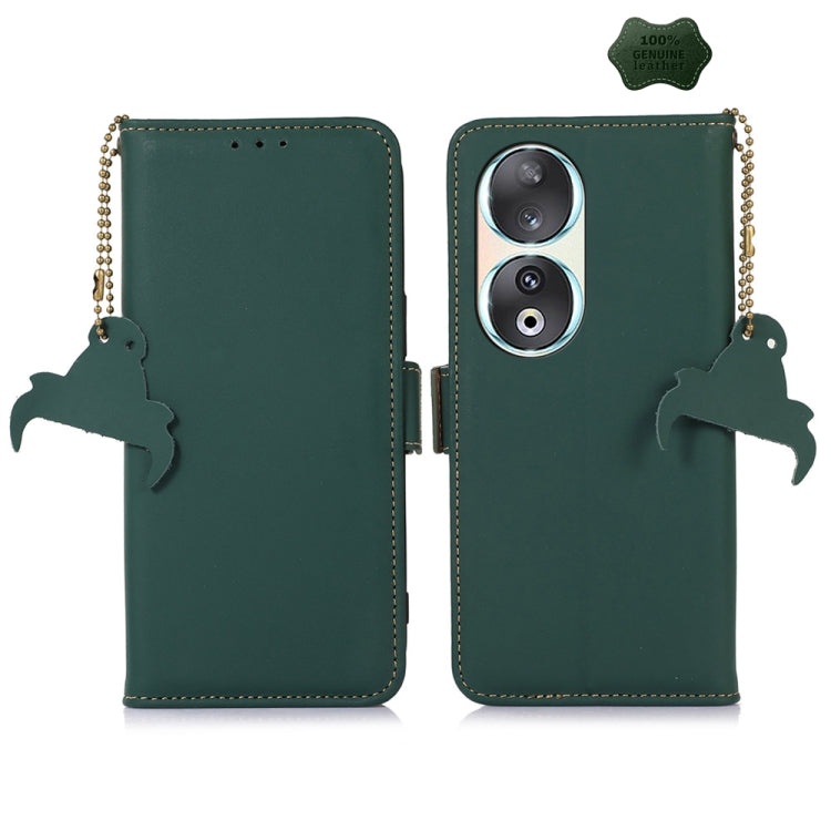 For Honor 90 5G Genuine Leather Magnetic RFID Leather Phone Case(Green) - Honor Cases by PMC TechLife | Online Shopping South Africa | PMC TechLife | Buy Now Pay Later Mobicred
