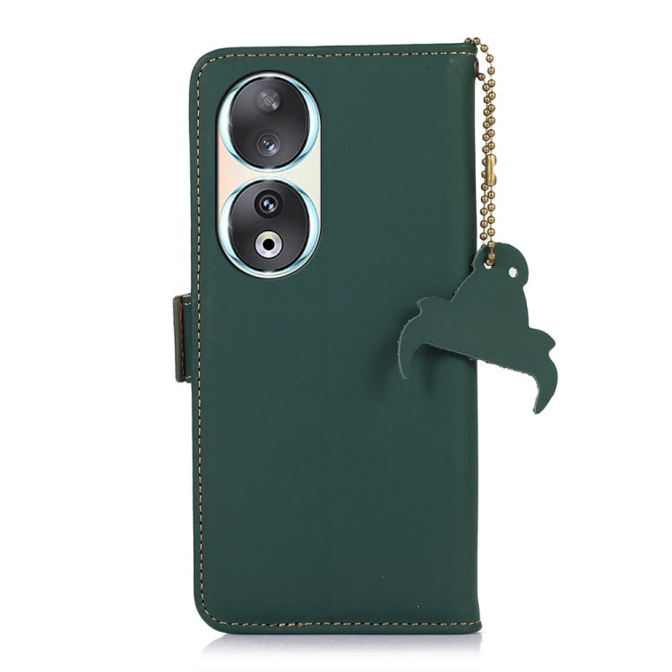 For Honor 90 5G Genuine Leather Magnetic RFID Leather Phone Case(Green) - Honor Cases by PMC TechLife | Online Shopping South Africa | PMC TechLife | Buy Now Pay Later Mobicred