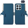 For Honor X8b Genuine Leather Magnetic RFID Leather Phone Case(Blue) - Honor Cases by PMC TechLife | Online Shopping South Africa | PMC TechLife | Buy Now Pay Later Mobicred