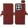 For Honor X8b Genuine Leather Magnetic RFID Leather Phone Case(Coffee) - Honor Cases by PMC TechLife | Online Shopping South Africa | PMC TechLife | Buy Now Pay Later Mobicred