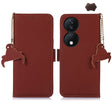 For Honor X7b Genuine Leather Magnetic RFID Leather Phone Case(Coffee) - Honor Cases by PMC TechLife | Online Shopping South Africa | PMC TechLife | Buy Now Pay Later Mobicred