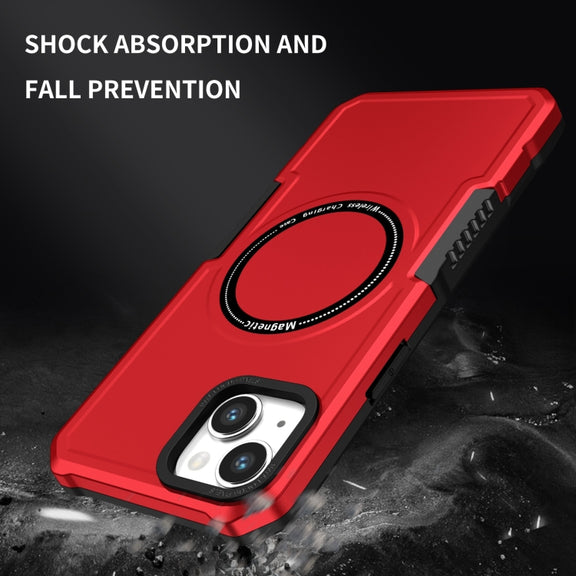 For iPhone 15 MagSafe Shockproof Armor Phone Case(Red)