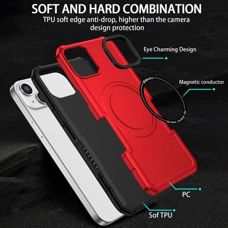 For iPhone 15 MagSafe Shockproof Armor Phone Case(Red)
