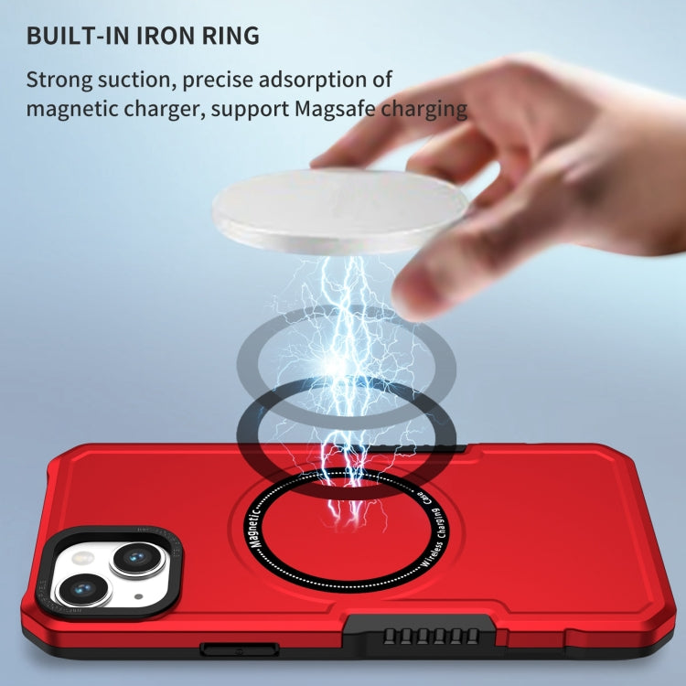 For iPhone 15 MagSafe Shockproof Armor Phone Case(Red)