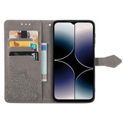 For Ulefone Note 16 Pro Mandala Flower Embossed Leather Phone Case(Grey)