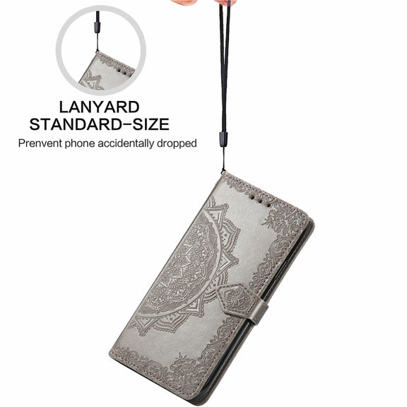 For Ulefone Note 16 Pro Mandala Flower Embossed Leather Phone Case(Grey)