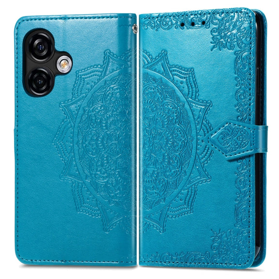 For Ulefone Note 16 Pro Mandala Flower Embossed Leather Phone Case(Blue)