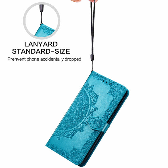 For Ulefone Note 16 Pro Mandala Flower Embossed Leather Phone Case(Blue)