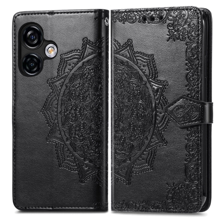 For Ulefone Note 16 Pro Mandala Flower Embossed Leather Phone Case(Black)
