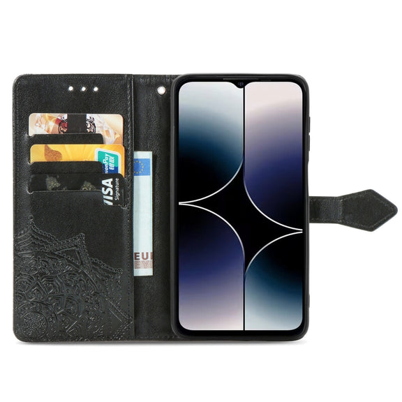 For Ulefone Note 16 Pro Mandala Flower Embossed Leather Phone Case(Black)