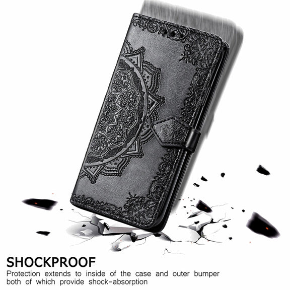 For Ulefone Note 16 Pro Mandala Flower Embossed Leather Phone Case(Black)