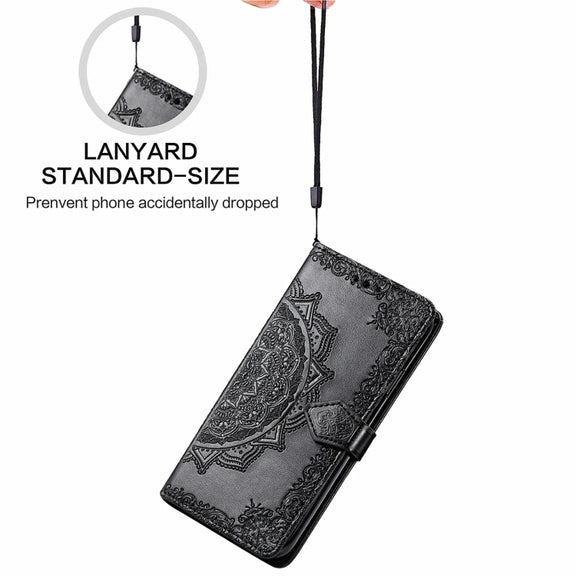 For Ulefone Note 16 Pro Mandala Flower Embossed Leather Phone Case(Black)