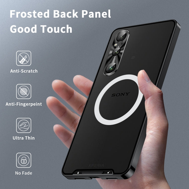 For Sony Xperia 1 VI Frosted Metal MagSafe Magnetic Phone Case(Black)