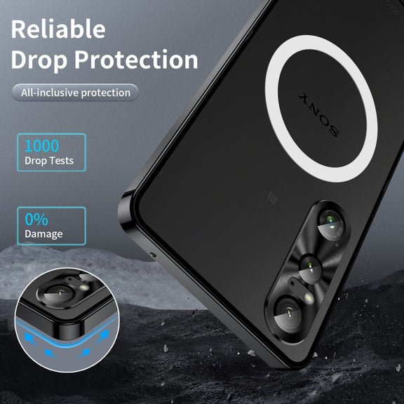 For Sony Xperia 1 VI Frosted Metal MagSafe Magnetic Phone Case(Black)