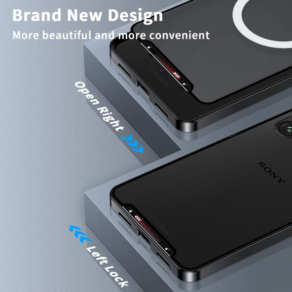 For Sony Xperia 1 VI Frosted Metal MagSafe Magnetic Phone Case(Black)