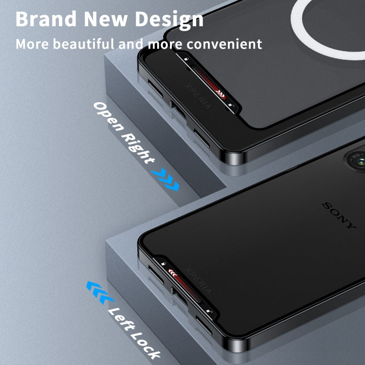 For Sony Xperia 1 VI Frosted Metal MagSafe Magnetic Phone Case(Black)