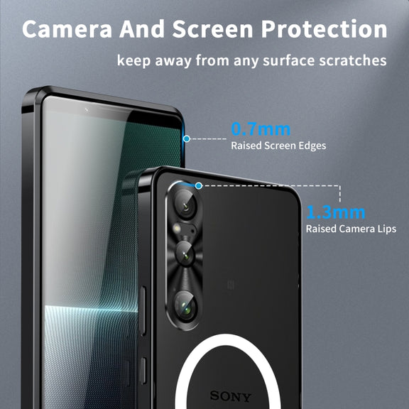 For Sony Xperia 1 VI Frosted Metal MagSafe Magnetic Phone Case(Black)