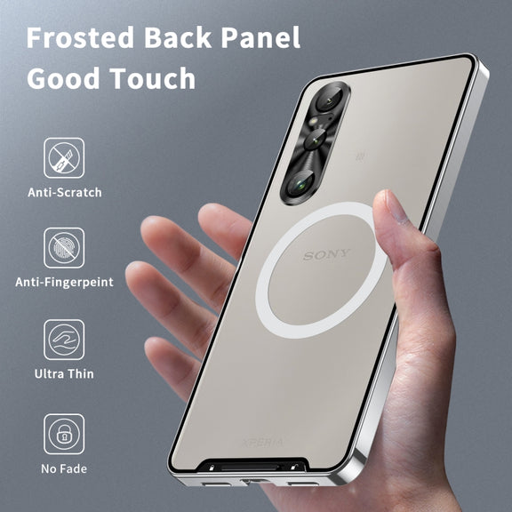 For Sony Xperia 1 VI Frosted Metal MagSafe Magnetic Phone Case(Silver)