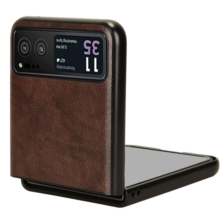 For Motorola Moto Razr 40 Litchi Texture Back Cover Phone Case(Brown) - Motorola Cases by PMC TechLife | Online Shopping South Africa | PMC TechLife