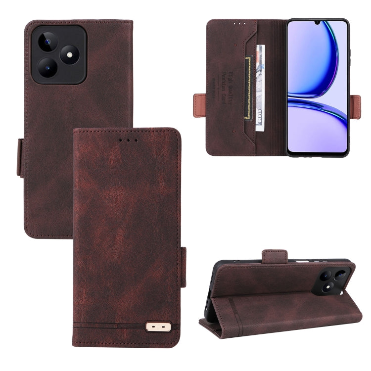 For Realme C53 4G / Narzo N53 4G Magnetic Clasp Leather Phone Case(Brown) - Realme Cases by PMC TechLife | Online Shopping South Africa | PMC TechLife | Buy Now Pay Later Mobicred