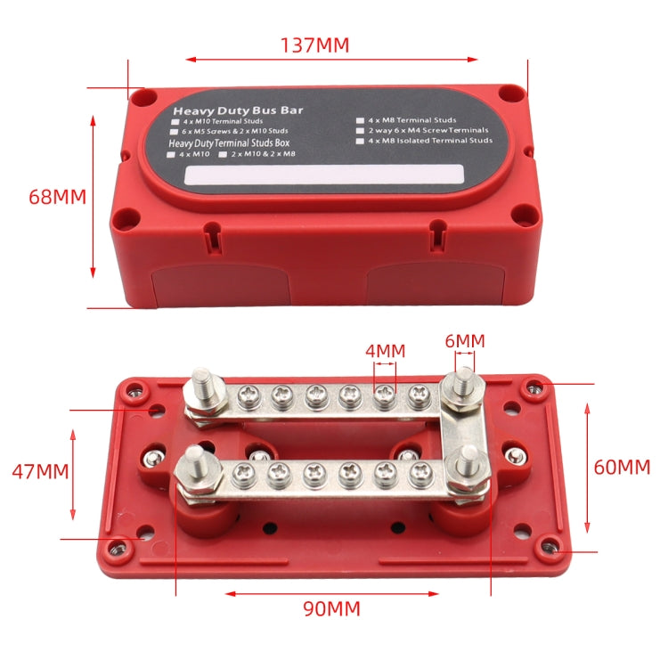 CP-3159 300A 12-48V RV Yacht Modified Double Row 12-way M6 Terminal Busbar with 12pcs Terminals