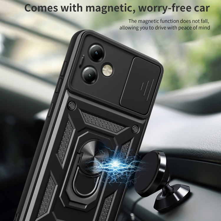 For Motorola Moto G14 Sliding Camera Cover Design TPU Hybrid PC Phone Case(Mint Green)