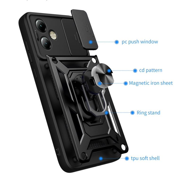 For Motorola Moto G14 Sliding Camera Cover Design TPU+PC Phone Case(Silver)