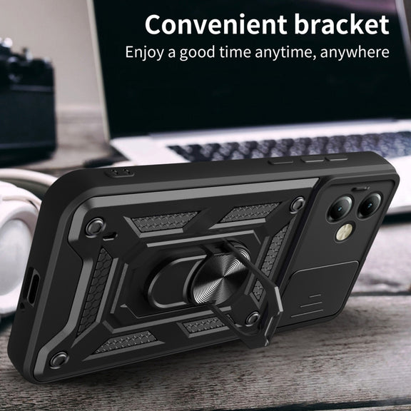 For Motorola Moto G14 Sliding Camera Cover Design TPU+PC Phone Case(Silver)