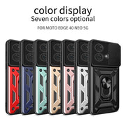 For Motorola Edge 40 Neo 5G Sliding Camera Cover Design TPU Hybrid PC Phone Case(Red)