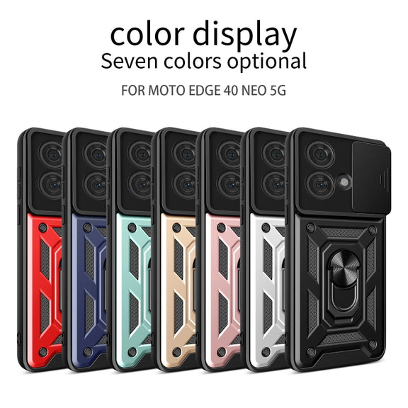 For Motorola Edge 40 Neo 5G Sliding Camera Cover Design TPU Hybrid PC Phone Case(Rose Gold)