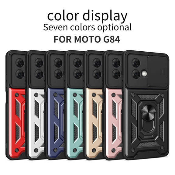 For Motorola Moto G84 Sliding Camera Cover Design TPU Hybrid PC Phone Case(Rose Gold)