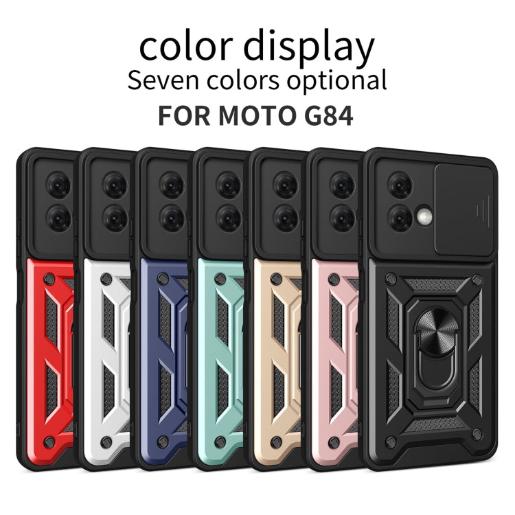 For Motorola Moto G84 Sliding Camera Cover Design TPU Hybrid PC Phone Case(Rose Gold)