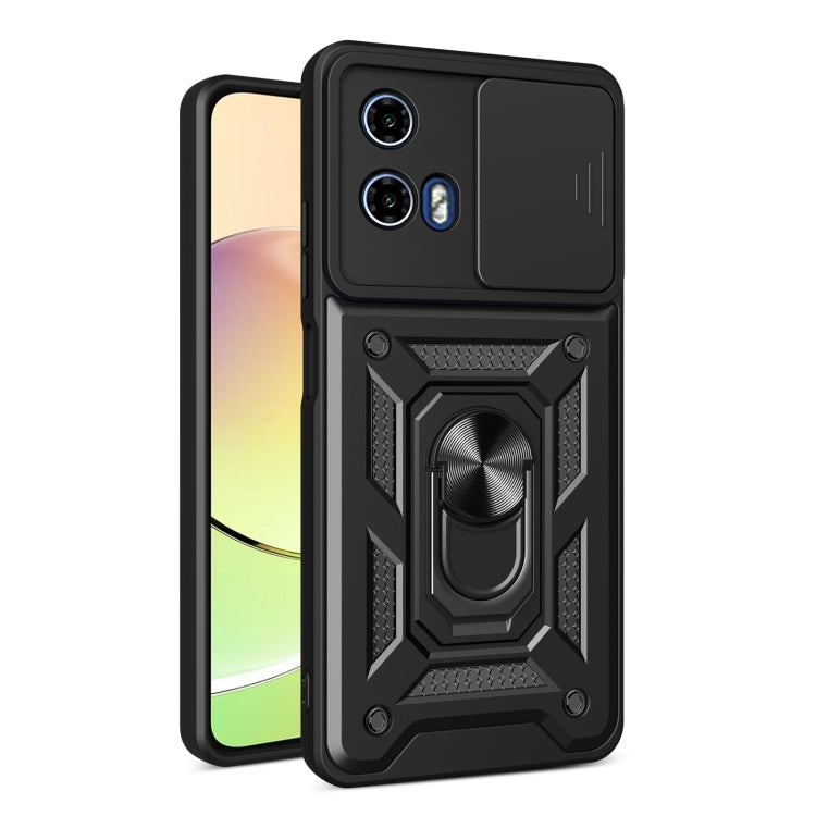 For Motorola Moto G04 / G24 Sliding Camera Cover Design TPU Hybrid PC Phone Case(Black) - Motorola Cases by PMC TechLife | Online Shopping South Africa | PMC TechLife | Buy Now Pay Later Mobicred