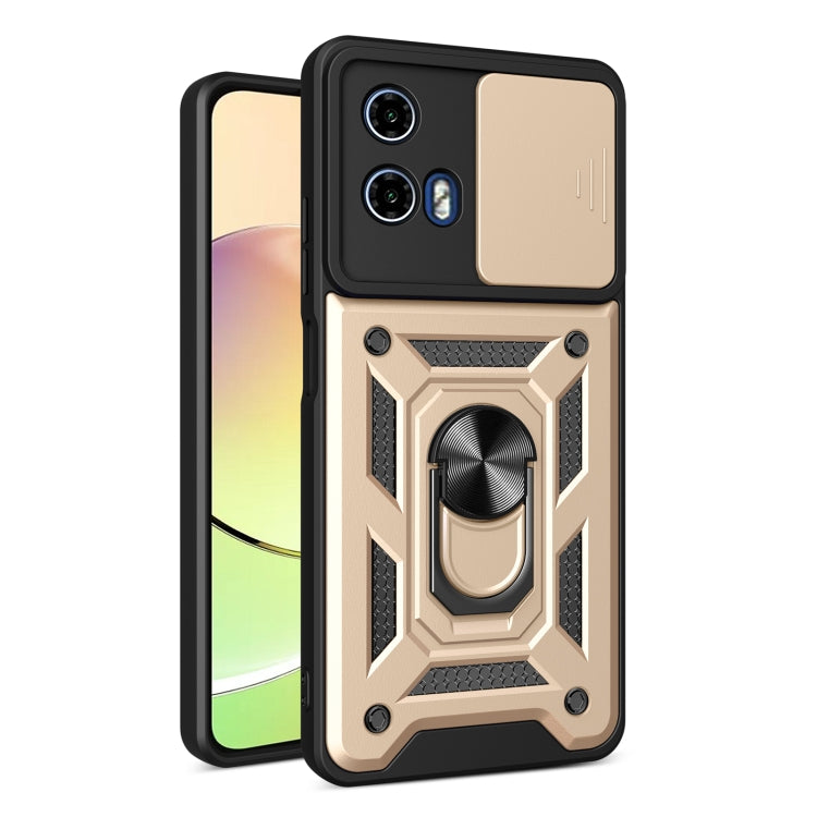 For Motorola Moto G04 / G24 Sliding Camera Cover Design TPU Hybrid PC Phone Case(Gold) - Motorola Cases by PMC TechLife | Online Shopping South Africa | PMC TechLife | Buy Now Pay Later Mobicred