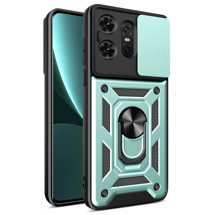 For Motorola Edge 50 Pro Global Sliding Camera Cover Design TPU Hybrid PC Phone Case(Mint Green) - Motorola Cases by PMC TechLife | Online Shopping South Africa | PMC TechLife | Buy Now Pay Later Mobicred