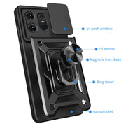 For Motorola Edge 50 Pro Global Sliding Camera Cover Design TPU Hybrid PC Phone Case(Mint Green)