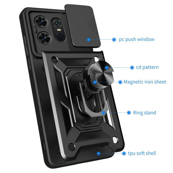 For Motorola Edge 50 Pro Global Sliding Camera Cover Design TPU Hybrid PC Phone Case(Mint Green)
