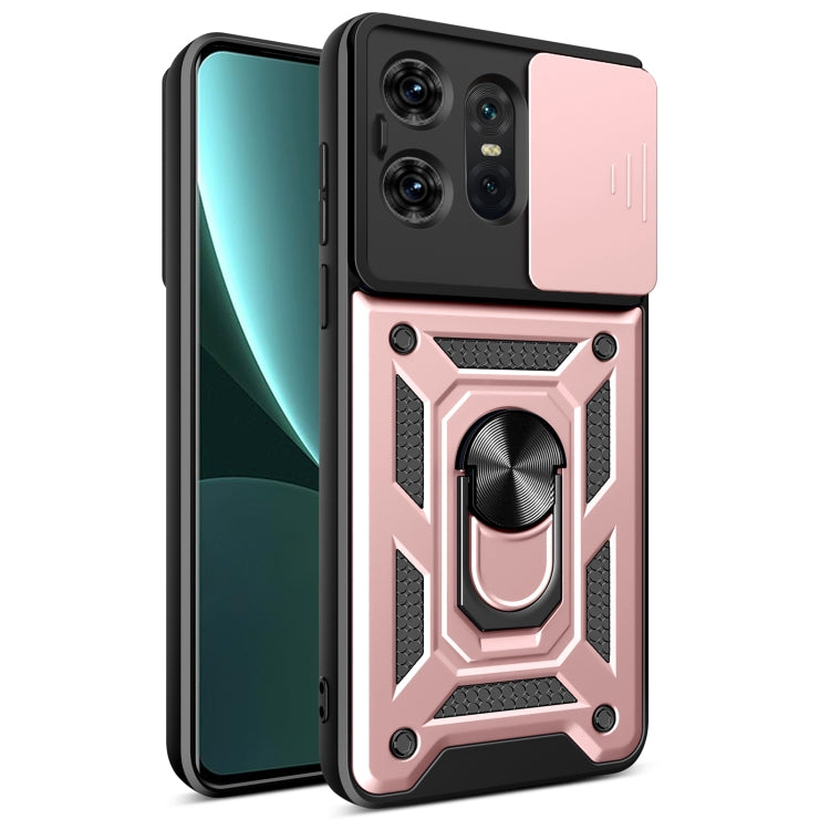 For Motorola Edge 50 Pro Global Sliding Camera Cover Design TPU Hybrid PC Phone Case(Rose Gold) - Motorola Cases by PMC TechLife | Online Shopping South Africa | PMC TechLife | Buy Now Pay Later Mobicred