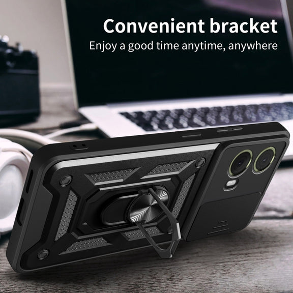 For Motorola Moto G85 / S50 Neo Sliding Camera Cover Design TPU+PC Phone Case(Black)