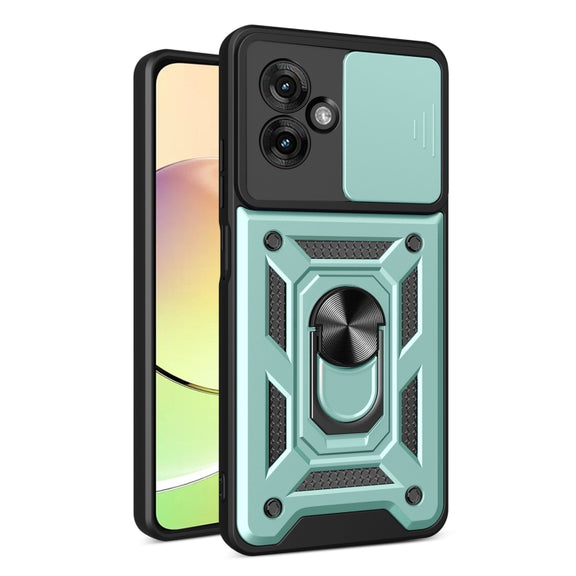 For Motorola Moto G55 Sliding Camera Cover Design TPU+PC Phone Case(Mint Green)