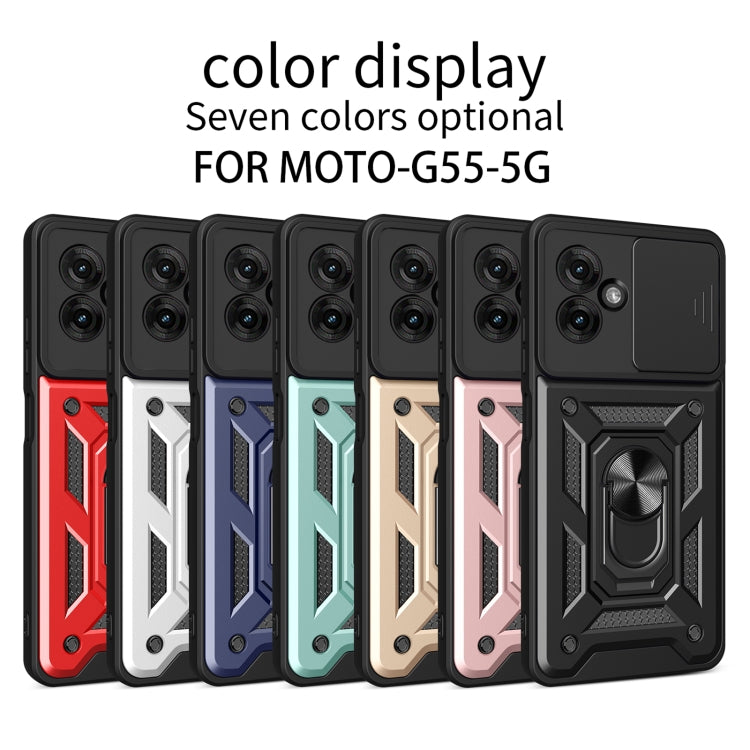 For Motorola Moto G55 Sliding Camera Cover Design TPU+PC Phone Case(Black)