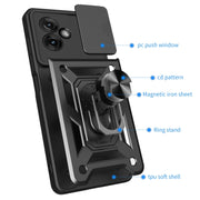 For Motorola Moto G55 Sliding Camera Cover Design TPU+PC Phone Case(Black)
