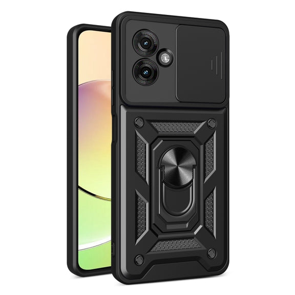 For Motorola Moto G55 Sliding Camera Cover Design TPU+PC Phone Case(Black)