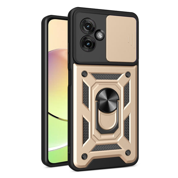 For Motorola Moto G55 Sliding Camera Cover Design TPU+PC Phone Case(Gold)