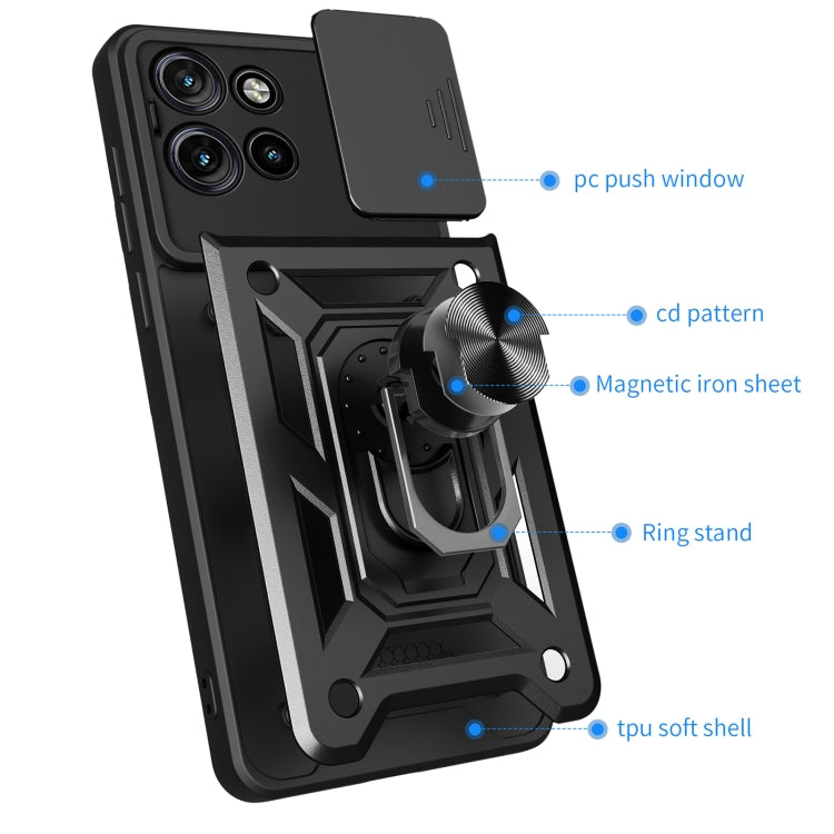 For Motorola Edge 50 Neo Sliding Camera Cover Design TPU+PC Phone Case(Black)