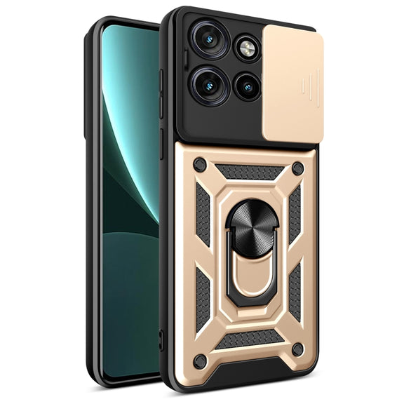 For Motorola Edge 50 Neo Sliding Camera Cover Design TPU+PC Phone Case(Gold)