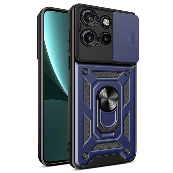 For Motorola Edge 50 Neo Sliding Camera Cover Design TPU+PC Phone Case(Blue)