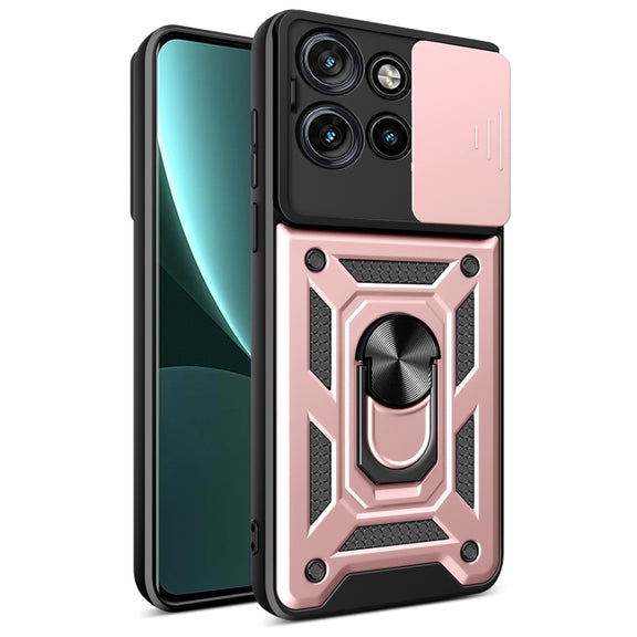 For Motorola Edge 50 Neo Sliding Camera Cover Design TPU+PC Phone Case(Rose Gold)