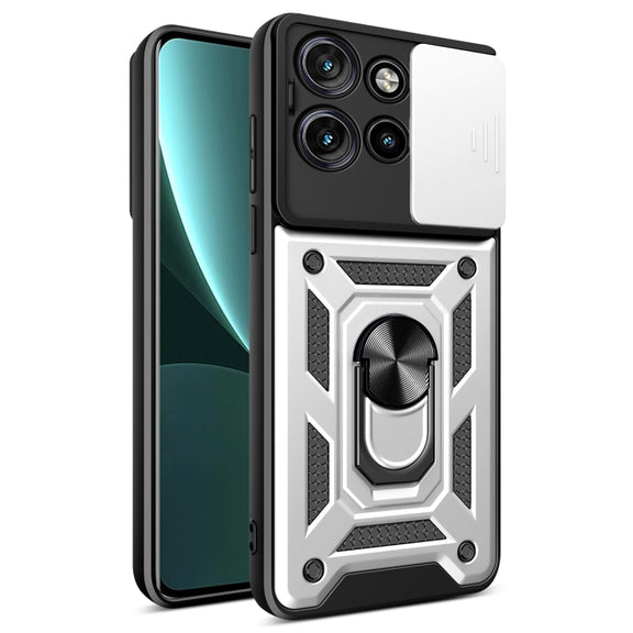 For Motorola Edge 50 Neo Sliding Camera Cover Design TPU+PC Phone Case(Silver)